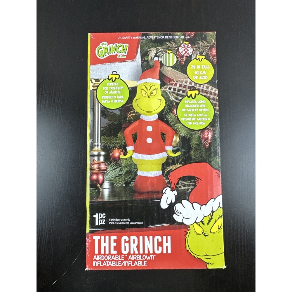 Dr Seuss The Grinch Santa Outfit Christmas 24 Inch‎ Airblown Inflatable